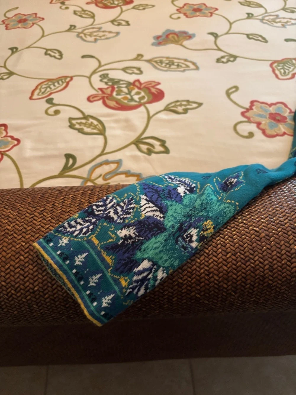 Ruby Rd. Teal Floral Open Front Cardigan - Picture 4 of 6